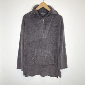 Barefoot Dreams CozyChic Lite high rib half-zip tunic in carbon Womens Medium